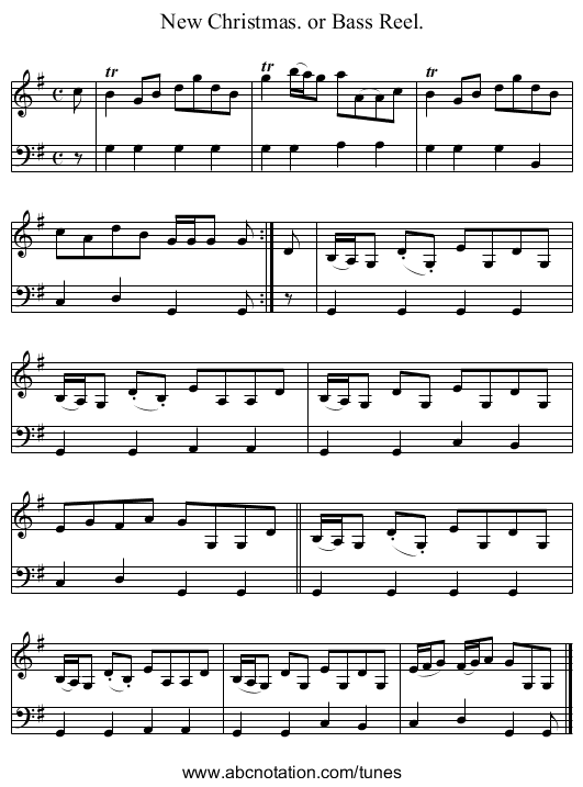 New Christmas. or Bass Reel. - staff notation