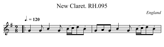 New Claret. RH.095 - staff notation