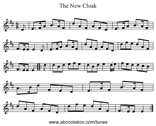 New Cloak, The - staff notation