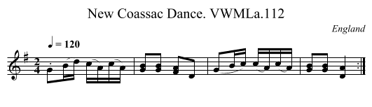 New Coassac Dance. VWMLa.112 - staff notation