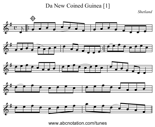 New Coined Guinea [1], Da - staff notation