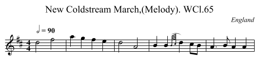 New Coldstream March,(Melody). WCl.65 - staff notation