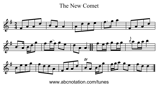 New Comet, The - staff notation