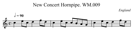New Concert Hornpipe. WM.009 - staff notation