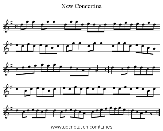 New Concertina - staff notation