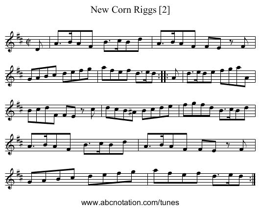 New Corn Riggs [2] - staff notation