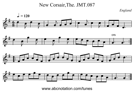 New Corsair,The. JMT.087 - staff notation