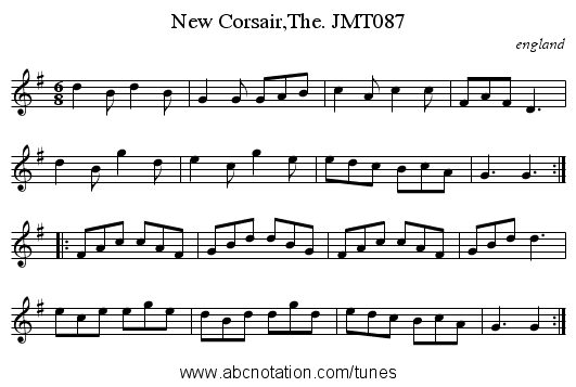New Corsair,The. JMT087 - staff notation