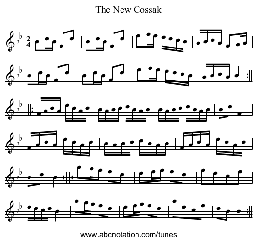 New Cossak, The - staff notation
