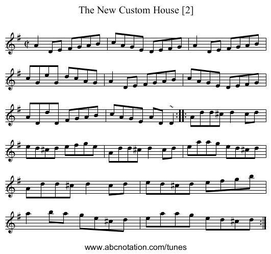 New Custom House [2], The - staff notation