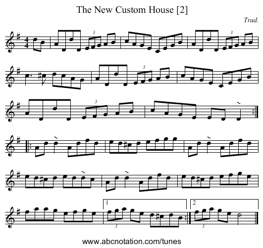 New Custom House [2], The - staff notation