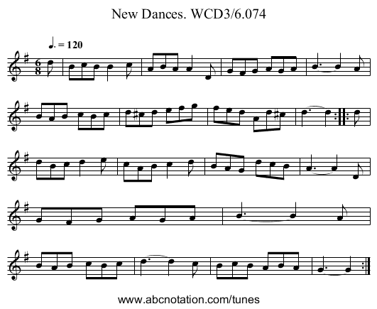 New Dances. WCD3/6.074 - staff notation