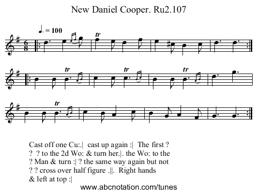 New Daniel Cooper. Ru2.107 - staff notation