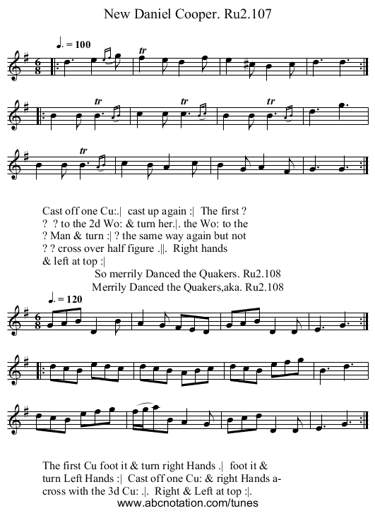 New Daniel Cooper. Ru2.107 - staff notation