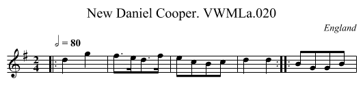 New Daniel Cooper. VWMLa.020 - staff notation