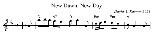New Dawn, New Day - staff notation