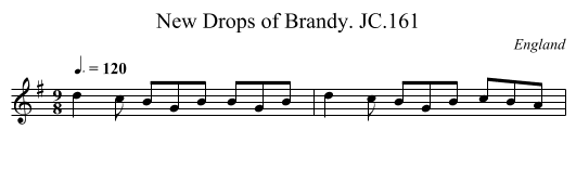 New Drops of Brandy. JC.161 - staff notation