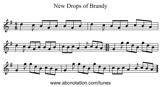 New Drops of Brandy - staff notation
