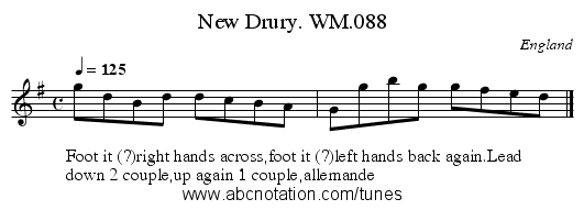 New Drury. WM.088 - staff notation