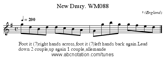 New Drury. WM088 - staff notation
