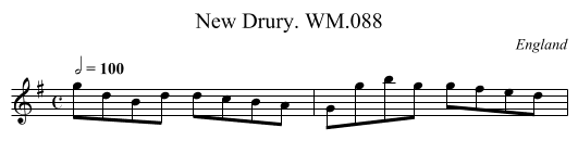 New Drury. WM.088 - staff notation