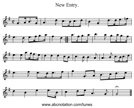 New Entry. - staff notation