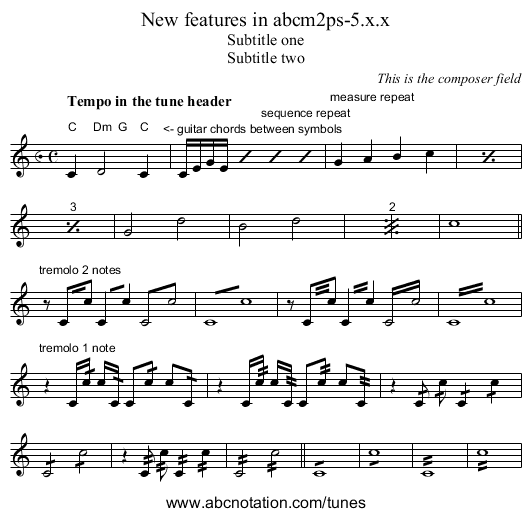 New features in abcm2ps-5.x.x - staff notation