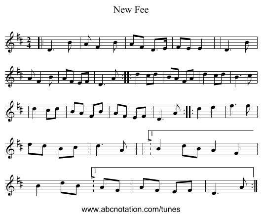 New Fee - staff notation