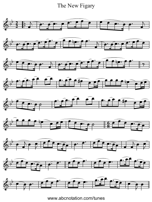 New Figary, The - staff notation