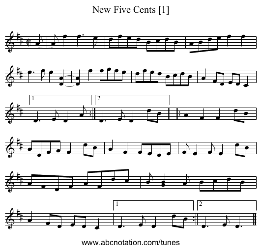New Five Cents [1] - staff notation