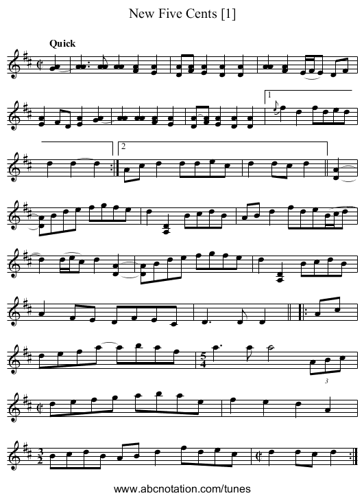New Five Cents [1] - staff notation