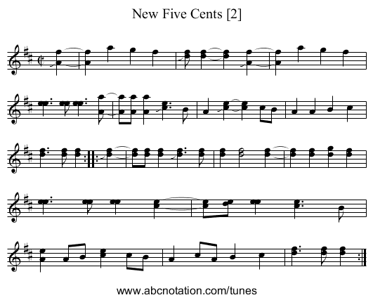 New Five Cents [2] - staff notation