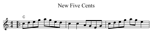 New Five Cents - staff notation