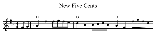 New Five Cents - staff notation