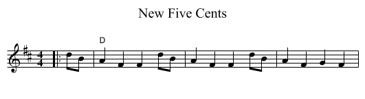 New Five Cents - staff notation
