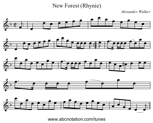 New Forest (Rhynie) - staff notation