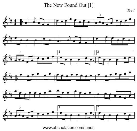 New Found Out [1], The - staff notation