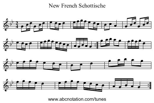 New French Schottische - staff notation