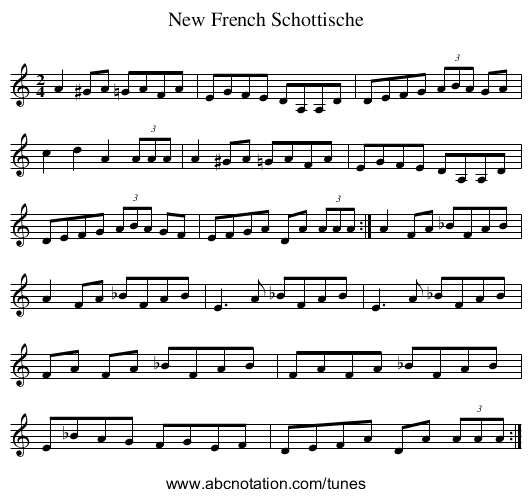 New French Schottische - staff notation
