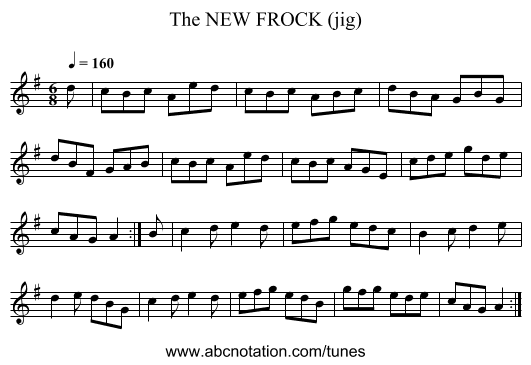 NEW FROCK (jig), The - staff notation