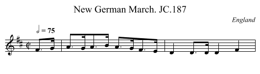 New German March. JC.187 - staff notation