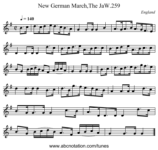 New German March,The JaW.259 - staff notation