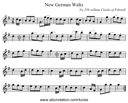 New German Waltz - staff notation