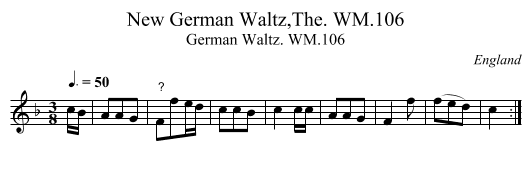 New German Waltz,The. WM.106 - staff notation