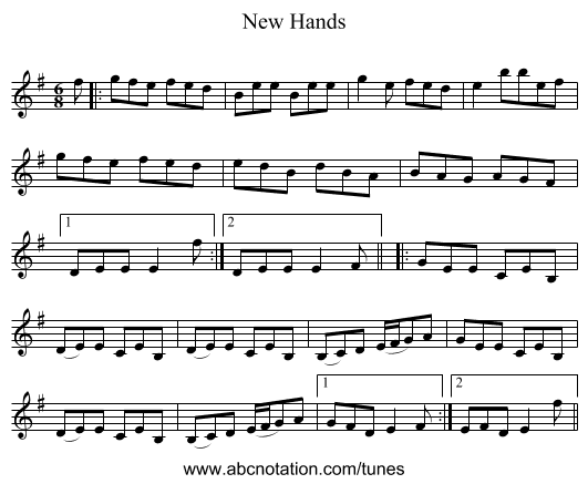New Hands - staff notation