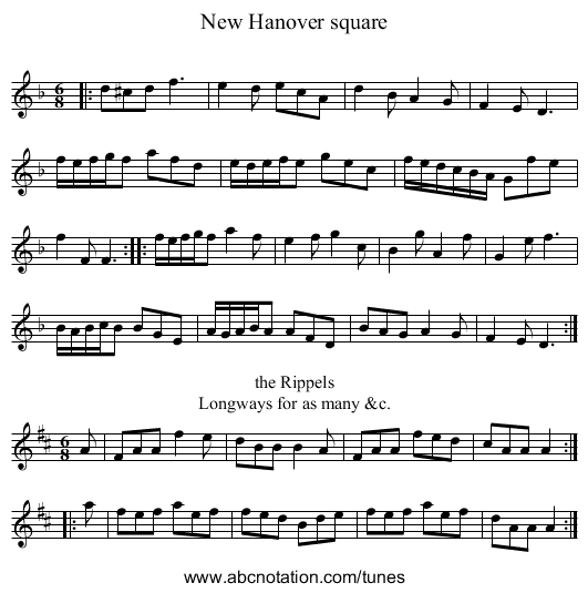 New Hanover square - staff notation