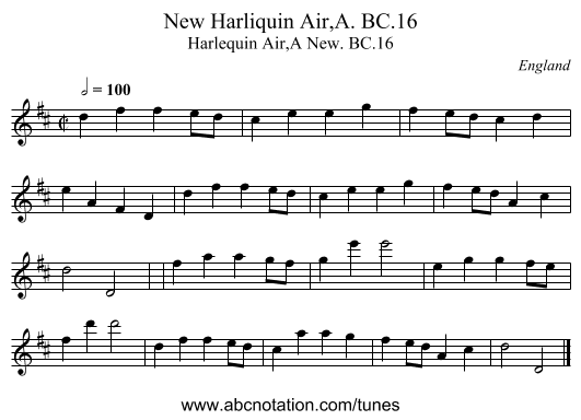 New Harliquin Air,A. BC.16 - staff notation