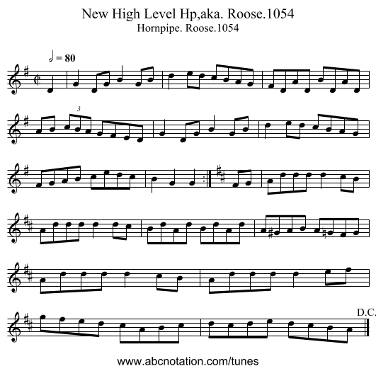 New High Level Hp,aka. Roose.1054 - staff notation