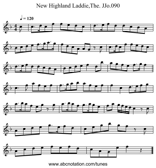 New Highland Laddie,The. JJo.090 - staff notation