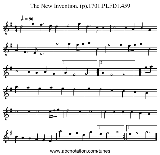 New Invention. (p).1701.PLFD1.459, The - staff notation